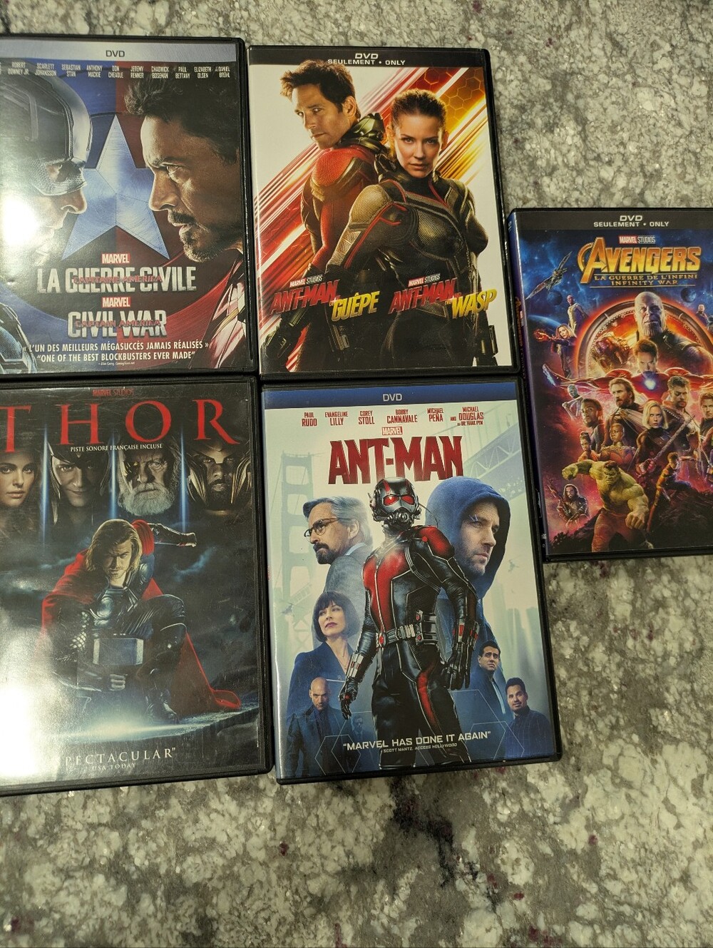 Marvel DVD Collection - Thor, Ant-Man (2) ,Infinity War, Civil War